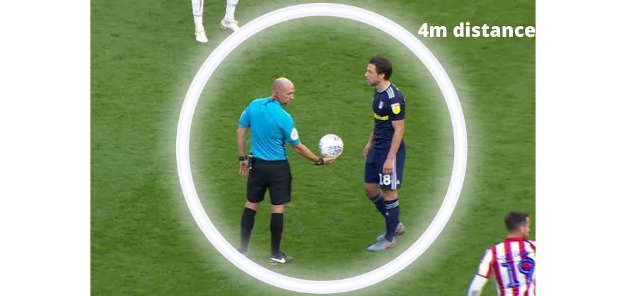 what happens if a soccer ball hits the referee - uncontested drop ball