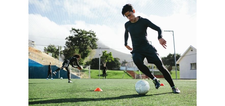 practice with a small soccer ball - cone drills