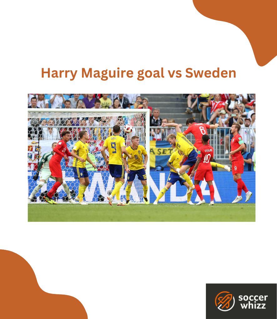 harry maguire meme moment - headed goal vs sweden at 2018 world cup quarter final