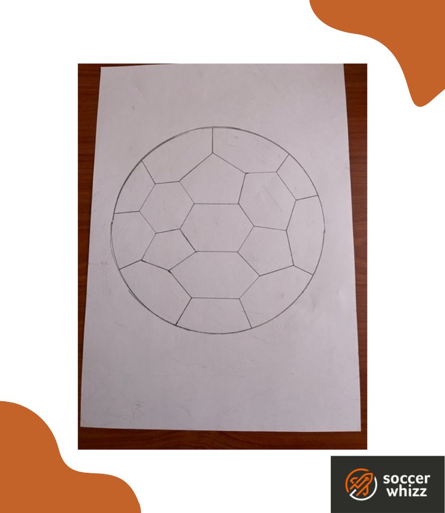 how to draw a soccer ball - add joining lines to complete the panel shape