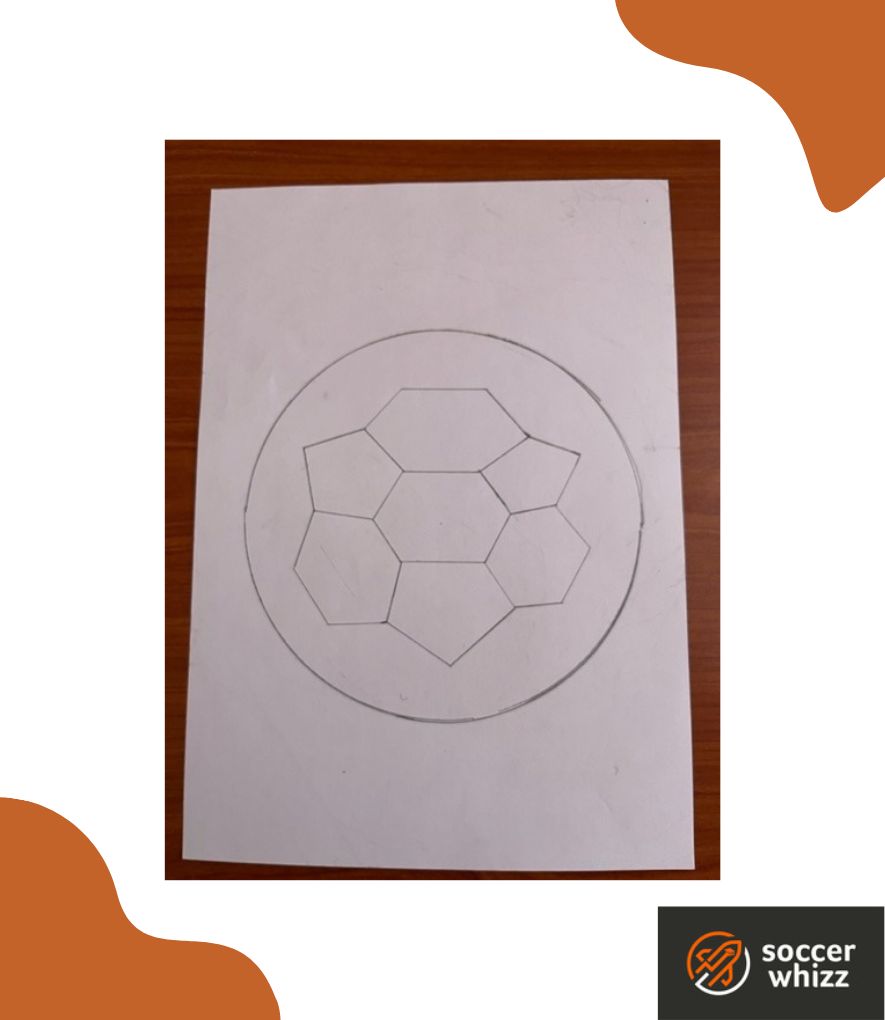 how to draw a soccer ball - make pentagons by filling in the gaps